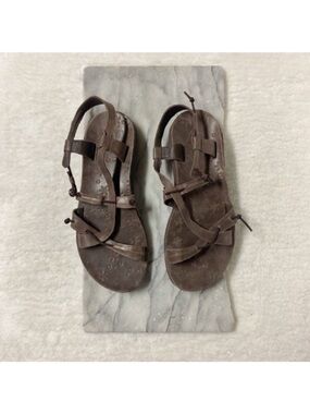 Chaco Sandals ZX1 EcoTread Toeloop Leather Brown Floral Footbed Size 9 Boho Chic